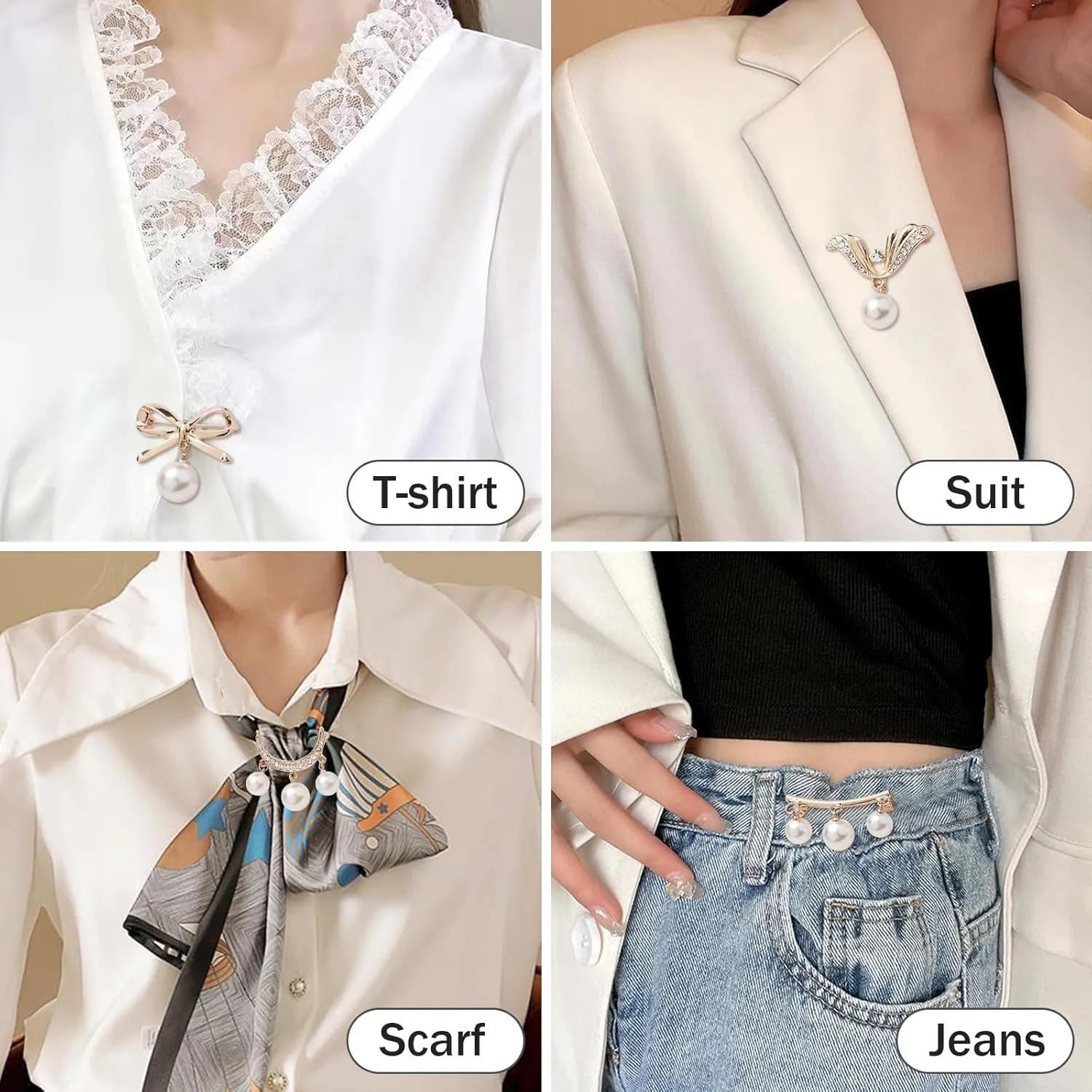 YANCHUN Scarf Ring Shirt Ties Clips for Women Clothing Metal Pearl Flower Round Circle Scarf Rings and Slides for Scarves Buckle for Women Trendy 2025