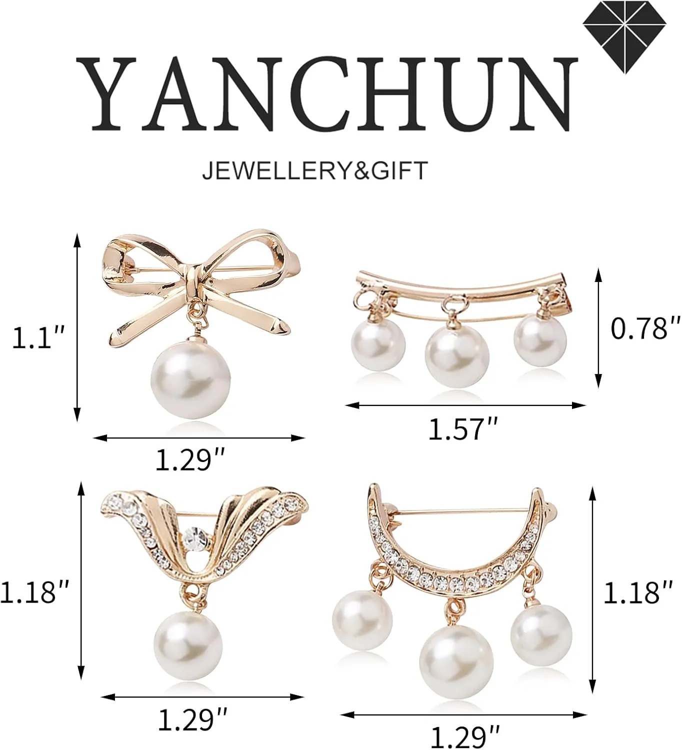 YANCHUN Scarf Ring Shirt Ties Clips for Women Clothing Metal Pearl Flower Round Circle Scarf Rings and Slides for Scarves Buckle for Women Trendy 2025