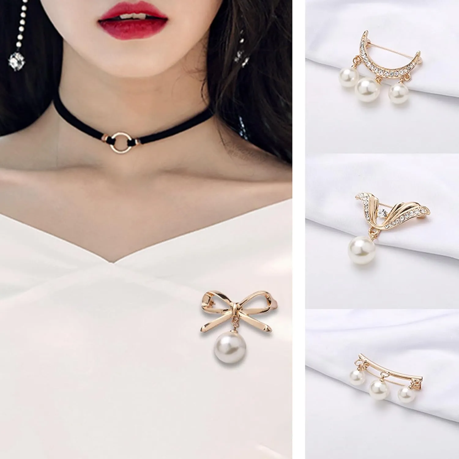 YANCHUN Scarf Ring Shirt Ties Clips for Women Clothing Metal Pearl Flower Round Circle Scarf Rings and Slides for Scarves Buckle for Women Trendy 2025