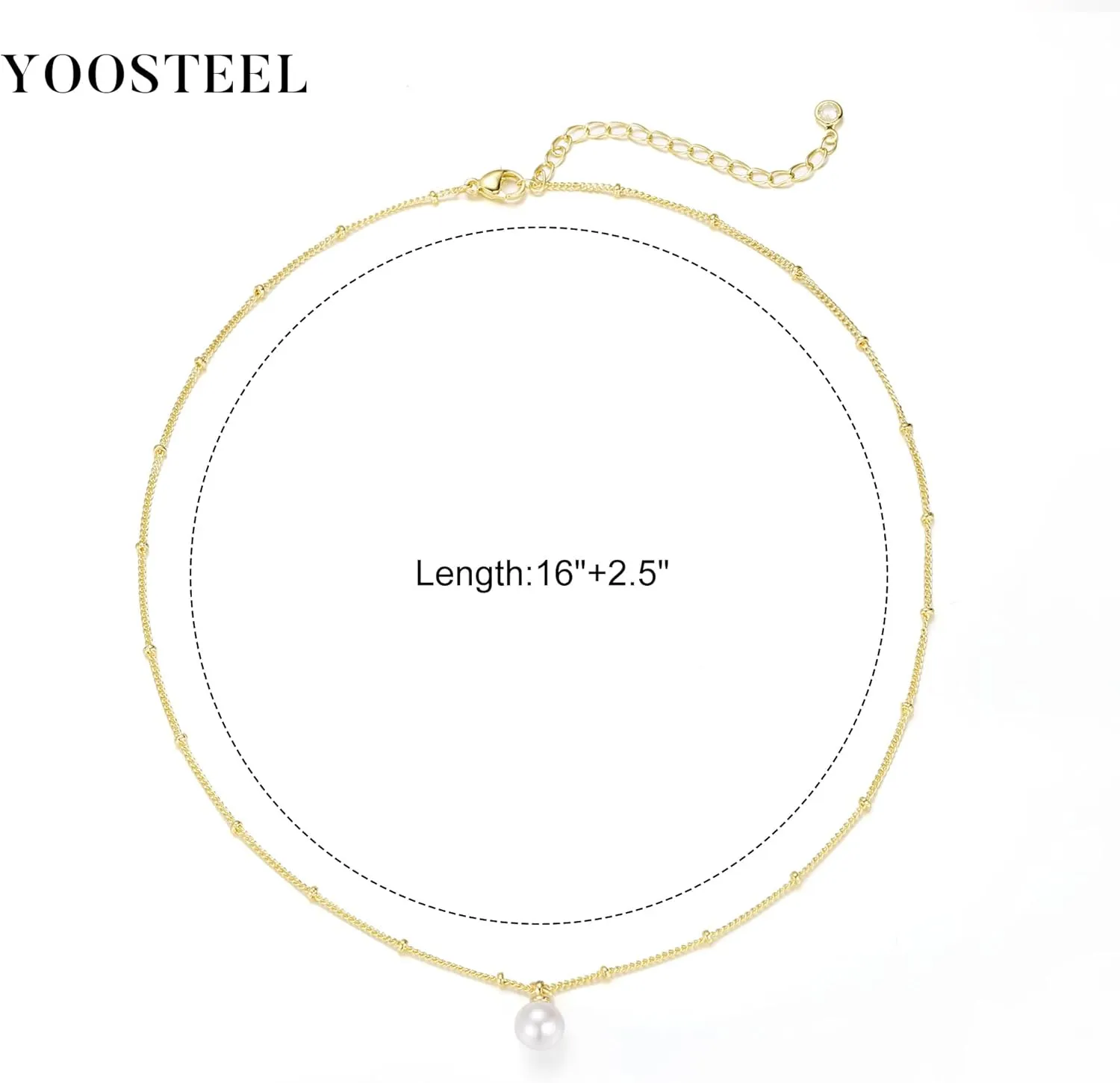 Yoosteel Gold Pearl Necklace for Women, 14K Gold Plated Pearl Pendant Necklaces Minimalist Women Gold Pearl Layered Necklace Dainty Trendy Bridal Bridesmaid Wedding Gifts Gift for Her