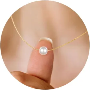 Yoosteel Gold Pearl Necklace for Women, 14K Gold Plated Pearl Pendant Necklaces Minimalist Women Gold Pearl Layered Necklace Dainty Trendy Bridal Bridesmaid Wedding Gifts Gift for Her